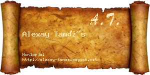 Alexay Tamás névjegykártya